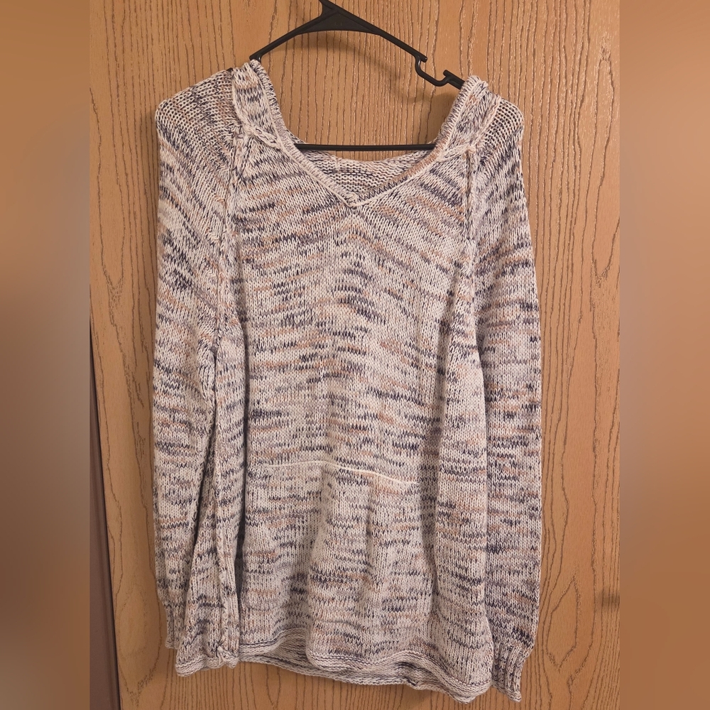 Eddie Bauer V-Neck Sweater in Cream and Gray